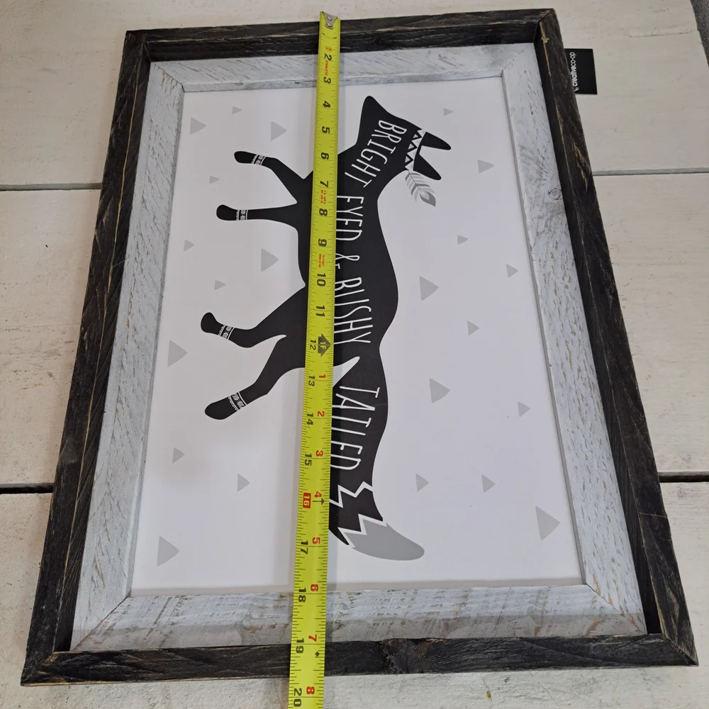 Wall Decor Modern Style Wood Framed Black and White Fox Wall Art‎ 19.5